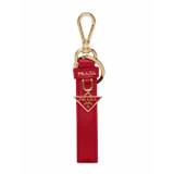 Prada - nyckelring med logotypplakett - dam - läder - one size - Röd