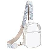 Klar sling väska crossbody väska handväskor för kvinnor slitstark transparent bröstväska med justerbar rem messengerväska mocka, Vitt, En storlek