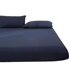 Vattentätt madrassöverdrag vattentätt fast sänglakan justerbart madrassöverdrag fyra hörn med elastiskt band sängskydd (färg: Mörkblå, storlek: 200 x 220 x 30 cm)