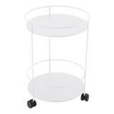 Fermob - Guinguette Side Wheeled Table With Solid Double Top Cotton White 01 - Småbord & Sidobord utomhus
