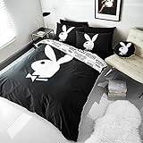 Playboy Classic Bunny vändbart enkelt påslakanset med örngott svart/vit