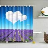 Exquisite Lavender Landscape Grove Trees Bath Curtain， Cheap Shower Curtains for Bathroom，Waterproof Polyester Frabic with 12 Hooks 120x180cm(47X71inch) showercurtain