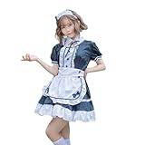 IFIKK Maid Maid kostym damer husflickor kostym maskerad outfit cosplay kostym perfekt för karneval Alice kostym 4 st som set inklusive vuxenklänning vitt förkläde och pannband falsk krage, svart 1, 3XL