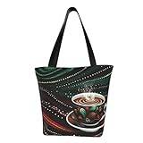 CSIVKEJ Grön kaffe personlig axelväska för kvinnor snygg väska för resor affärer shopping och undervisning, Grönt kaffe 2, En storlek