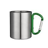 Hdbcbdj Vattentumlare Stainless Steel Cup For Camping Traveling Outdoor Cup With Handle Carabiner Climbing Backpacking Hiking Portable Cups (Color : Green)