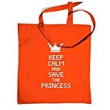 Keep Calm And Save The Princess tygväska, Orange, One Size Tote Bag, Väska