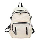 UIFLQXX Ryggsäck för kvinnor, tonårstjejer hållbar rymlig skolväska med stor kapacitet ledig ryggsäck för skola högskola dagväska kvinnor daglig resväska laptopväska kabinväska ryggsäck, Vitt, en