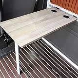ALEjon Aluminium hopfällbart väggbord: Bärbart picknickbord med avtagbart stålfäste och miljövänlig brädyta - utrustad med diskbänkskopp för campingentusiaster