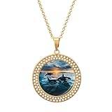 Ocean Whale damhalsband justerbar längd hänge mode smycken för mamma fru flickvän gåva