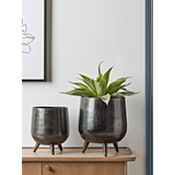 Two Textured Standing Planters - Black