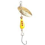 5 ST roterande paljett Luya falskt bete 5,5 cm/2,8 g excentrisk hänge spinning långa kast paljetter fiskbete (Color : Yellow red single hook, Size : 6.7g large)