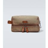 Giorgio Armani Leather-trimmed canvas washbag - brown - One size fits all