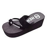 UnoSheng längdskidor skor damer sommar kvinnor tjocka golv sandaler halkfria flip-flops sandaler på stranden kvinnor fitnessskor 39, svart, 36 EU