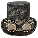 Black Sugar Toppformad hatt + glasögon spikar goggles skydd retro herr dam medeltid Steampunk blandad one size brons punk rock gotisk medeltida viking höjd 17 cm, Brons spikar, Ett Storlek