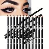 12pcs Black Eyeliner Eyeshadow Pencil Smudge Proof Rich Color High Pigmented Makeup Pen