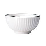 ASADFDAA skålar Black Line Vertical Pattern Ceramic Tableware Large Soup Bowl Home Ramen Bowl