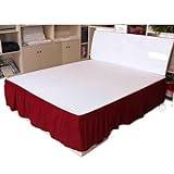 Sängkjol sängkläder sängkappa elastiskt sänglakan sängöverdrag utan yta hotell sängskydd sängskydd (färg: Vinröd, storlek: 150 x 200 x 40 cm)