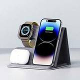 SHEIN Fabric Travel Foldable Portable 3 In 1 Charging Station Wireless Charger For IPhone 15 14 13 12 11 Pro Max/X/8 AirPods Apple Watch