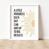 1 Piece Office Decor, A Little Progress Each Day Can Add Up To Big Results, Mental Health Poster, Progress Quote, Motivational Office Decor, School Co