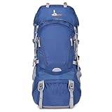 BERULL Vandringscampingryggsäck med regnskydd, lättviktsvattentät utomhussportresesäck för klättringsturing,Blue b,60L