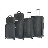 CELIMS Lätta resväskor, godkända av 100+ flygbolag, för självsäker resa, svart, Lot de 4 + 2 (V12+V14+18P+Cabine+Moyenne+Grande)