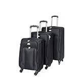 Resväska resväskor lätt resväska 4 hjul vagnväskor flera fickor väska, Svart, L, Stor, medelstora och små kabinstorlekar