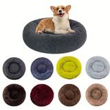 Super Soft Round Pet Nest, Warm Plush Dog Sleeping Bed, Non-slip Donut Shaped Pet Calming Bed For Indoor Dogs