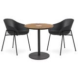 Pietra Caféset med 1 bord trä + 2 stolar svart