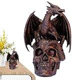 Yiurse Dragon Skull Statue, Skull Dragon Figurine | Fantasy Resin Dragon Skull | Mörk gotisk på muterad skallefigur Fantasy gotisk dekorativ skulptur