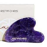 Rena Chris Gua Sha Stone, 100% Natural Amethyst Gua Sha Stone, Face Guasha Tool for Jawline Sculpting and Puffiness Reducing, Gua Sha Massage Tool Suitable for Daily Skin Care Routine (Amethyst）