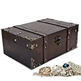 Vintage trä fodral, Treasure smycken arrangör låda med lås för heminredning, smyckeskrin för halsband, armband, ringar(4#)