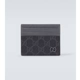 Gucci Leather-trimmed GG canvas card holder - black - One size fits all