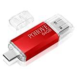 POHOVE USB-minne 64 GB, 2-i-1 Typ C pennenhet, USB 2.0 flashenhet för PC/ny Macbook/surfplatta/smartphone Huawei, Xiaomi, Oneplus etc. (röd)
