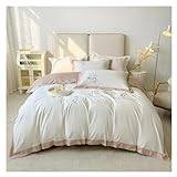 Light Luxury Style Pure Cotton Four-piece Set Small Fresh Embroidery Patchwork Color Bedding,Set med täcke
