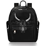 Svart djur Camargue Bull miniryggsäck för kvinnor flickor tonåringar, liten mode ryggsäck handväska resa vardaglig lätt dagväska, Black Animal Camargue Bull, 8.26(L) X 4.72(W) X 9.84(H) inch