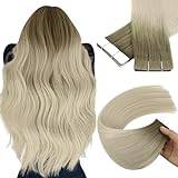 YoungSee Virgin Tape Extensions äkta hår balayage 60 cm tejp in Extensions Injection Osynlig Tape Extensions Ljusbrun Ombre Blond Tape äkta hår extensions slät 5 st 12,5 g #9A/10/800