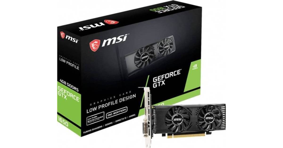 PCI-E x16 MSI GeForce GTX 1650 4GT LP OC Graphics Card Low Profile Design with Low-Profile Bracket Included No SLI 