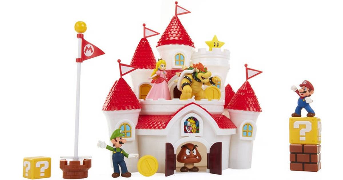 Super Mario Deluxe Mushroom Kingdom Castle Playset inkl 5 Figuren Spielzeug 