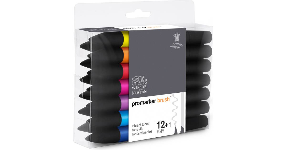 Winsor & Newton Brushmarker 12 Pen Brush Marker Set Vibrant Tones 