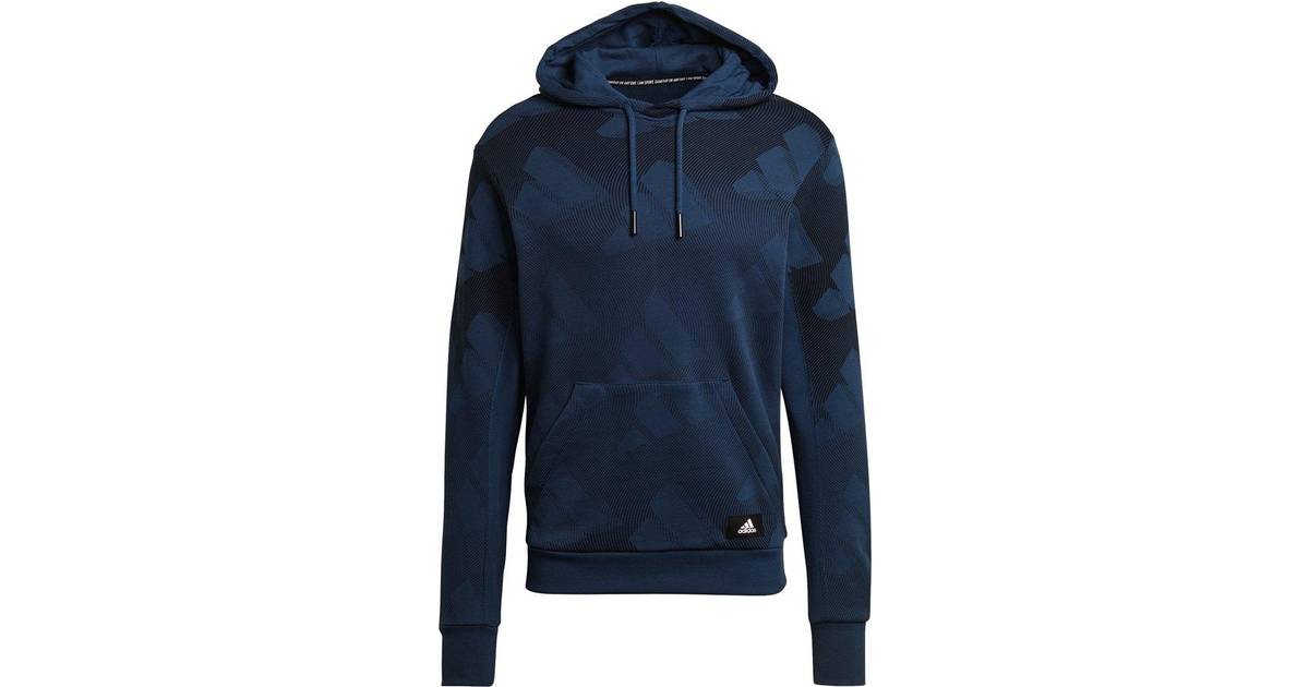 Adidas Sportswear Allover Print Hoodie Sweatshirt - Crew Navy 