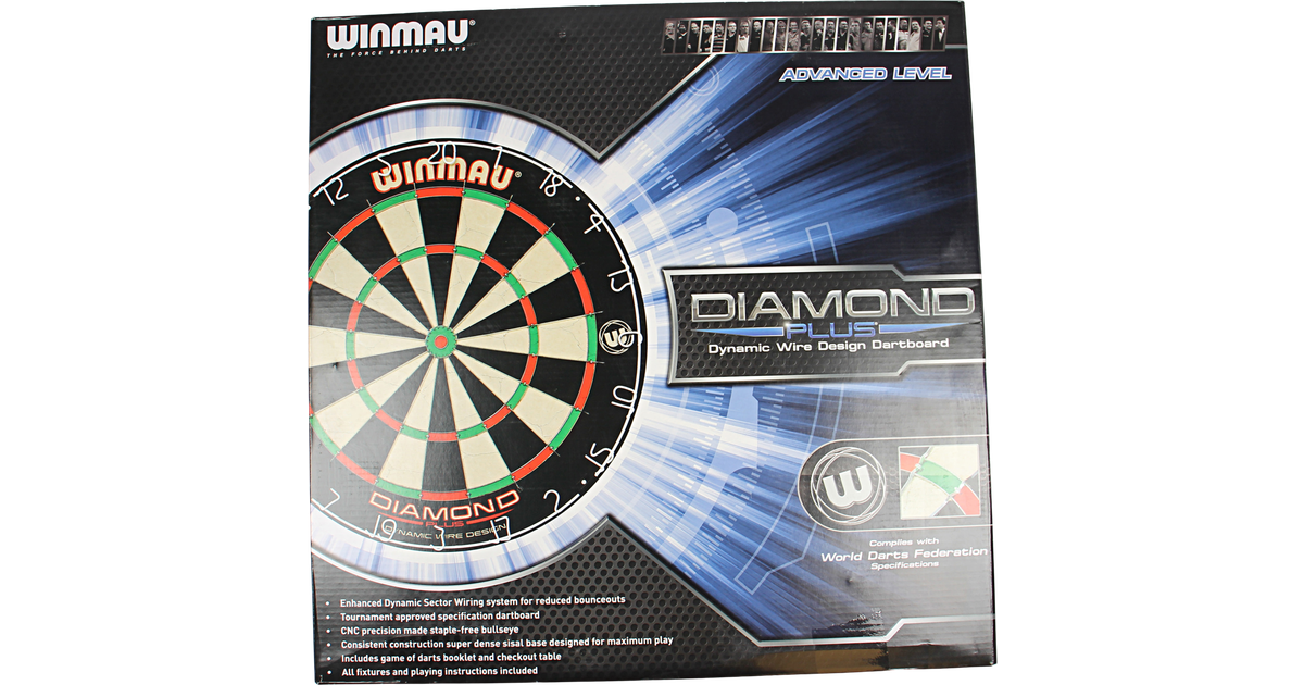 Winmau Diamond Plus Tournament Bristle Dartboard with Staple-Free Bullseye 