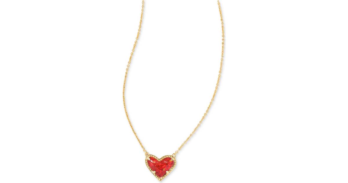 Kendra Scott Ari Heart Pendant Necklace - Gold/Red • Pris