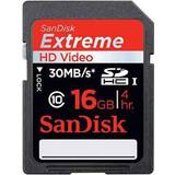 SanDisk Class 6 Minneskort & USB-minnen SanDisk Extreme HD Video SDHC 30MB/s 16GB