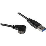 En kontakt - Skärmad - USB-kabel Kablar StarTech Slim USB A - USB Micro-B (angled) 3.0 0.5m