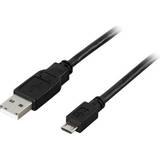 Svarta - USB-kabel Kablar Deltaco USB A - USB Micro-B 2.0 0.5m