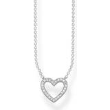 Silver Halsband Thomas Sabo Open Heart Pave Necklace - Silver/Transparent