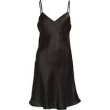 Lady Avenue Silk Satin Nightgown - Black