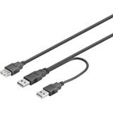 Nickel - USB-kabel Kablar Deltaco USB A - 2xUSB A M-F 0.3m
