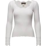 Dam - Spets T-shirts & Linnen Rosemunde Silk T-Shirt Regular LS W/Wide Lace - New White