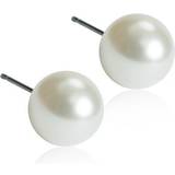 Läder Smycken Blomdahl Skin-Friendly Earrings 8mm - Silver/Pearls